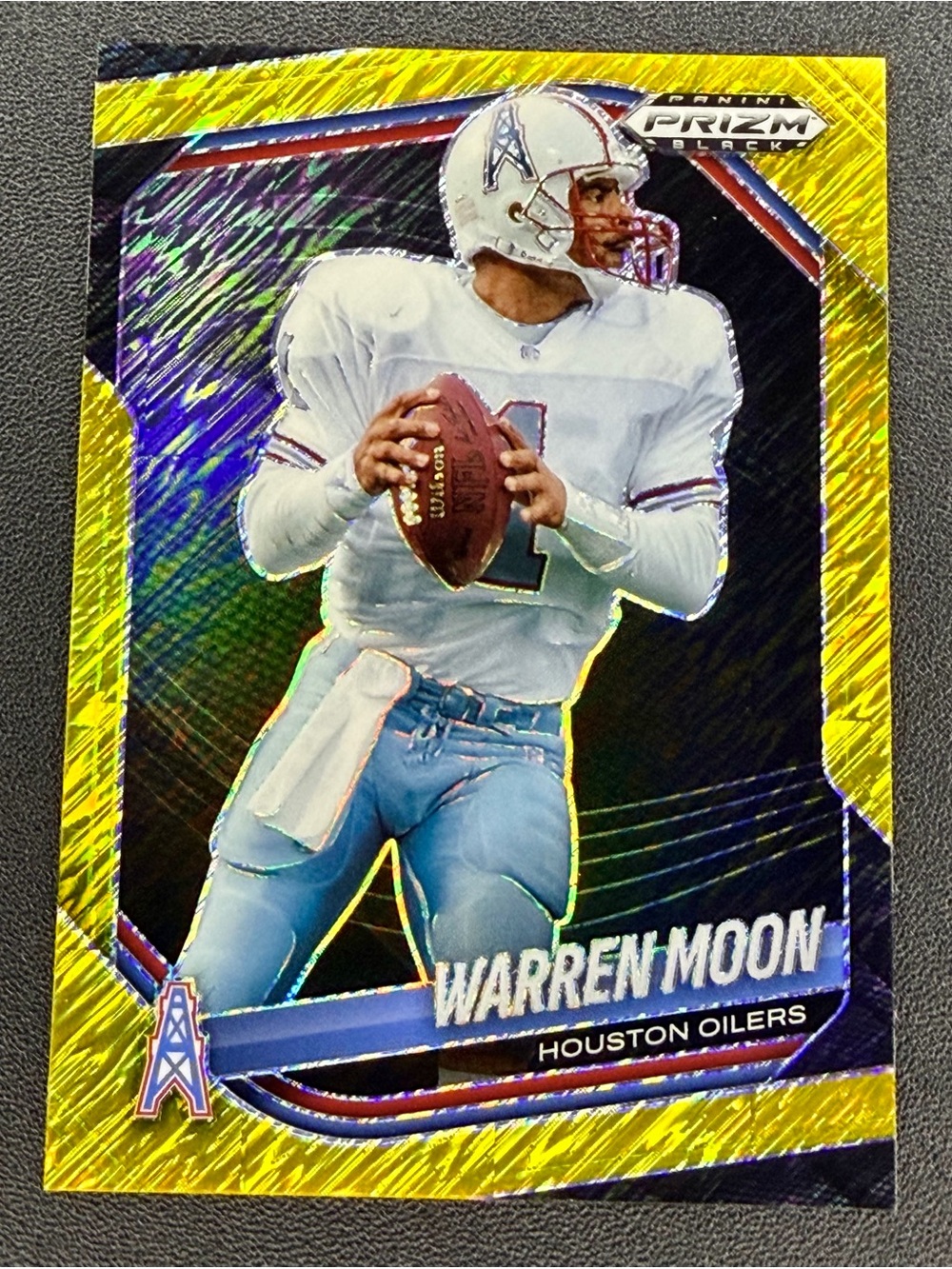 2025 Panini Prizm Black Football Warren Moon #65 Gold Shimmer #/10 Oilers